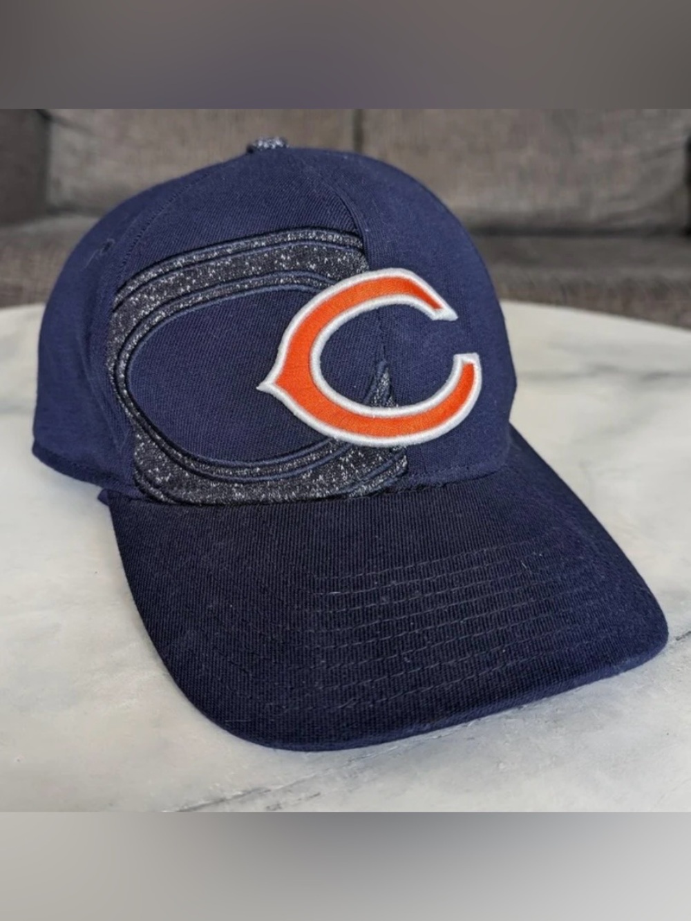 Reebok Vintage Chicago Bears Navy Orange NFL Football Onfield Flex Fit Hat- L/XL